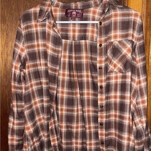 Hippie Rose Brown and Orange Plaid Shirt